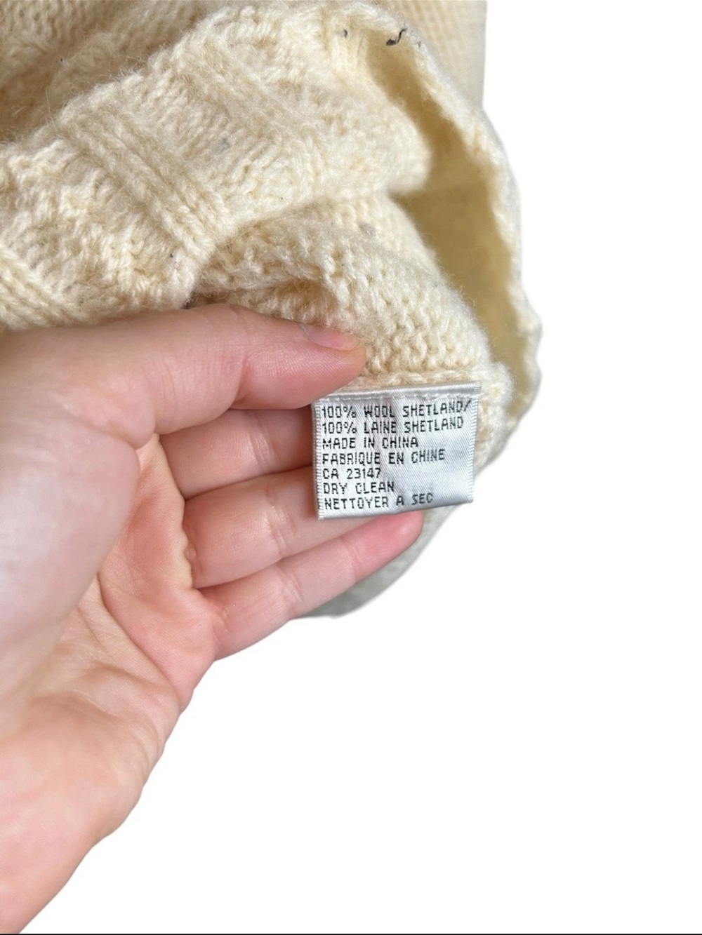 Talbots 100% Shetland Wool Cable Knit Full Zip Cardigan Sweater Jacket Size XL - Picture 4 of 4
